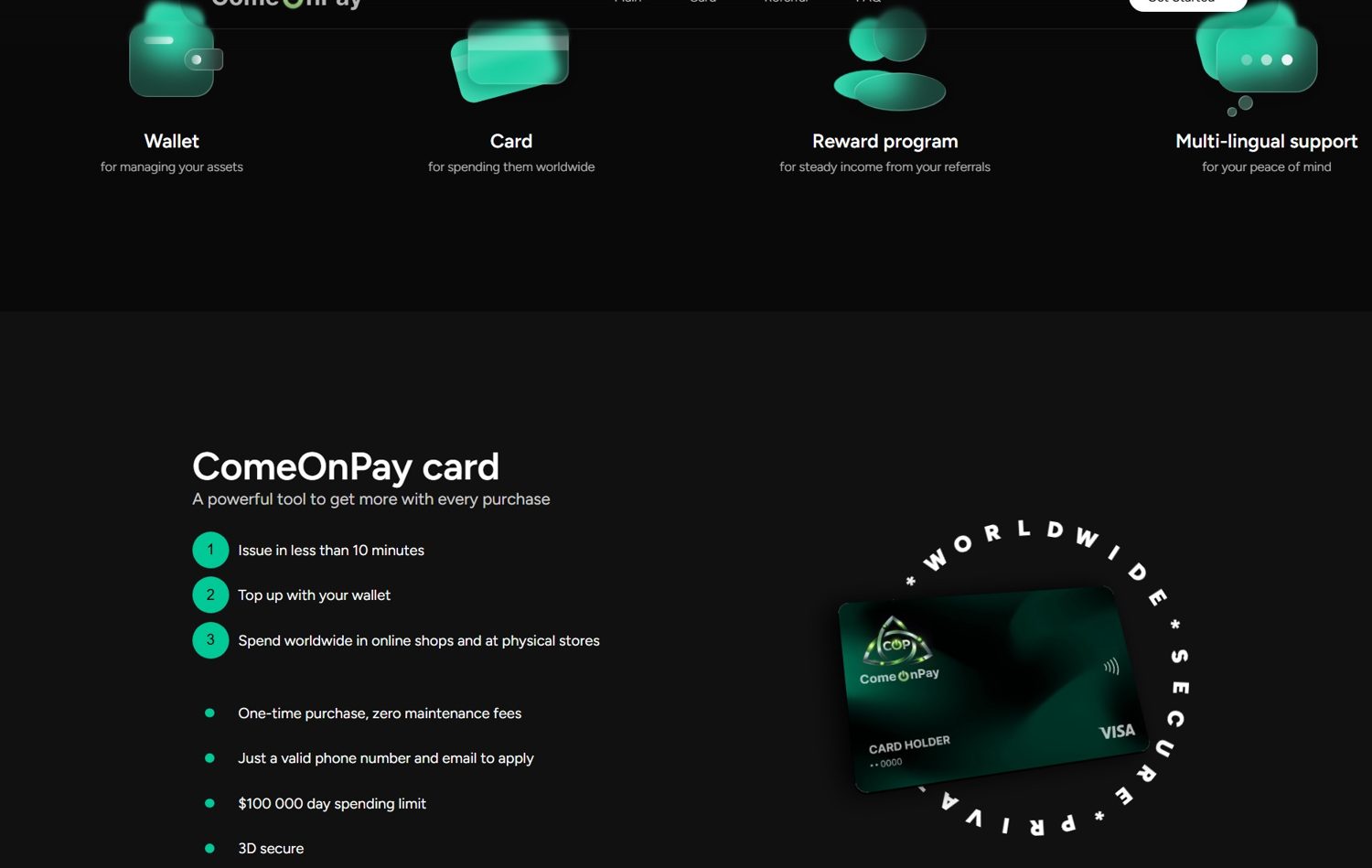 Карта ComeOnPay